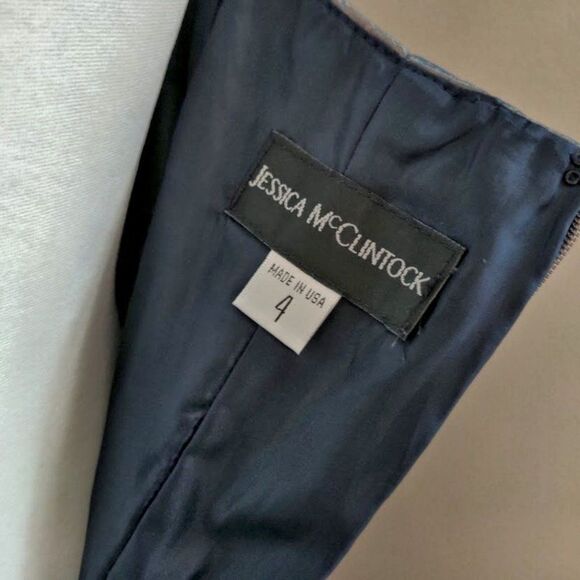 Vintage Y2K Jessica McClintock Cocktail Dress Metallic Strapless Puff Size 4 - Picture 8 of 11